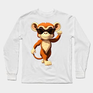 Monkey in cartoon style Long Sleeve T-Shirt